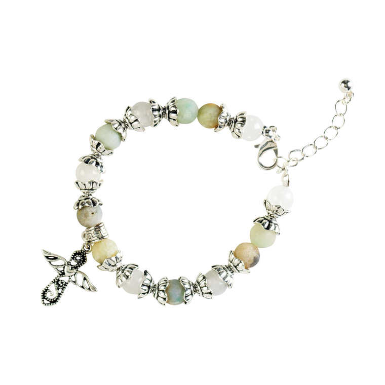 Bead Bracelet Guardian Angel Aqua/White