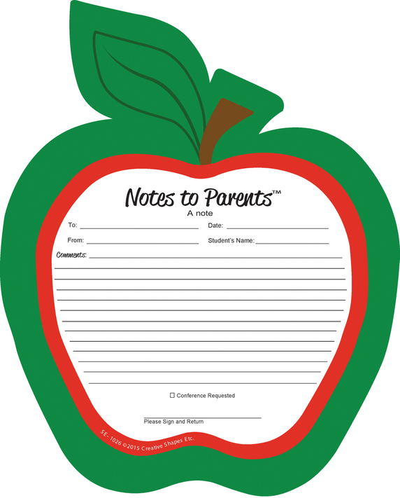 Red Apple Blank Pad - Notes to Parents