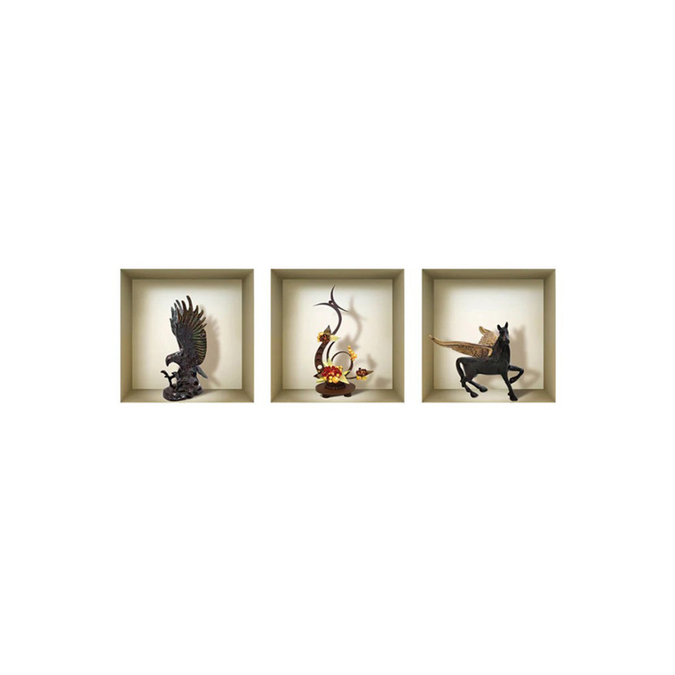 Set of Three Gil Faux Niche 3D Peel and Stick Wall Decals