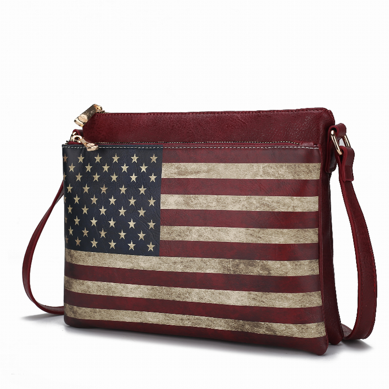 Madeline Printed Flag Vegan Leather Women's Crossbody Bag