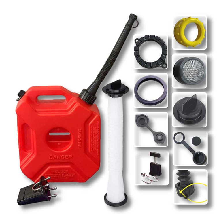 Gas Can with Car Mount and Two Spout (Black and White)