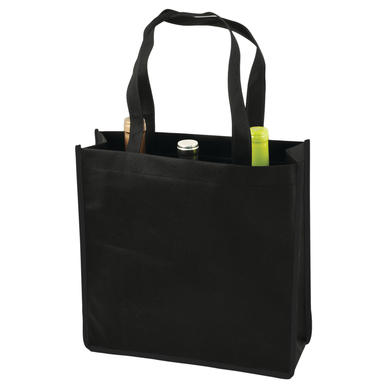 3 Bottle Non Woven Tote In Black by True