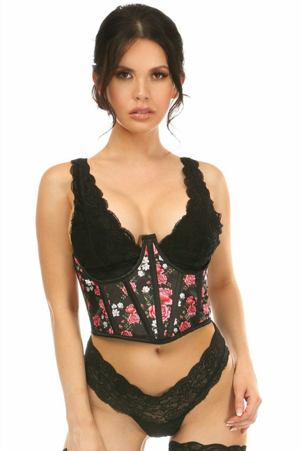 Lavish Floral Satin Open Cup Waist Cincher