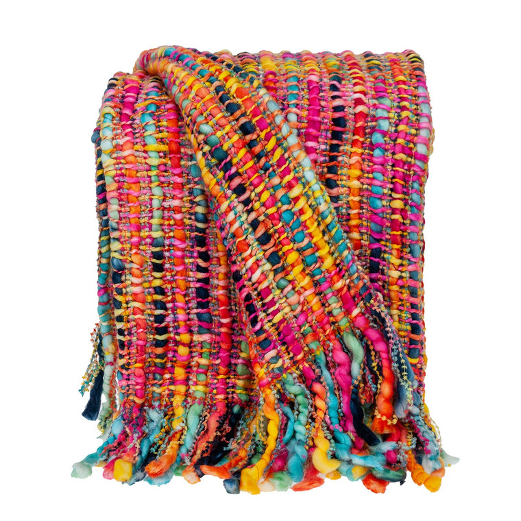 Boho Rainbow Basketweave Throw Blanket - 4512822740263