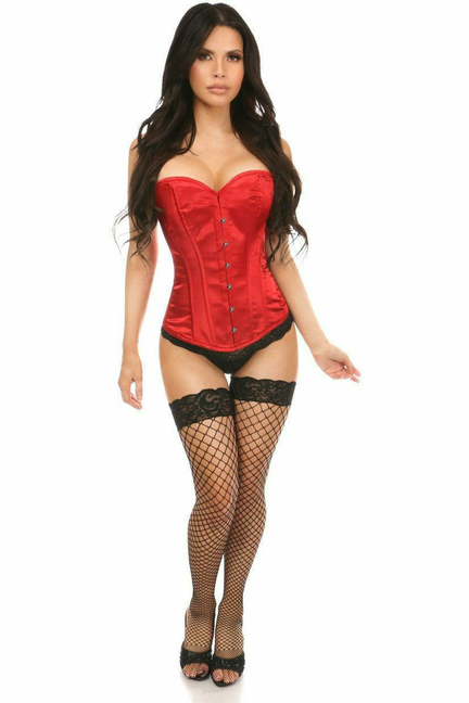 Lavish Satin Overbust Corset with Busk Closure