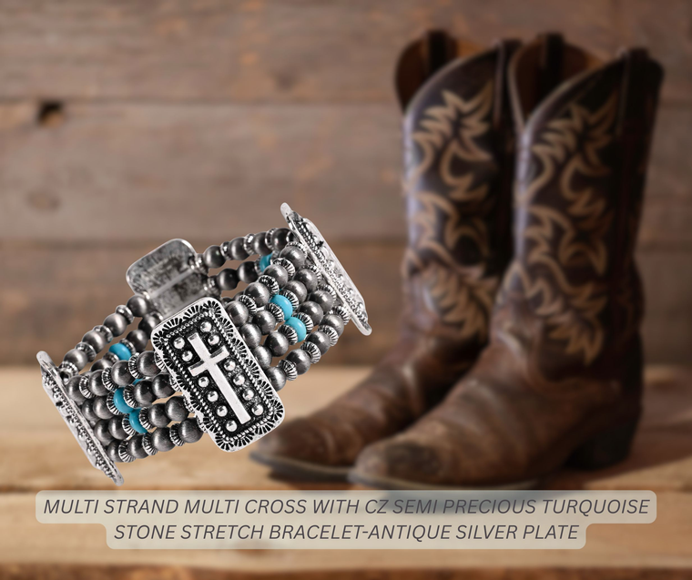 Bracelet Turquoise Multi Strand Cross