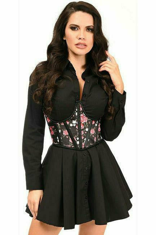 Lavish Floral Satin Open Cup Waist Cincher