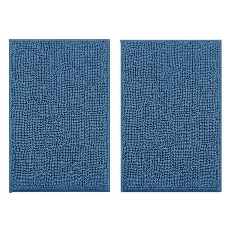 2 Piece Soft Cozy Plush Chenille Bath Mat & Contour Bath Rug