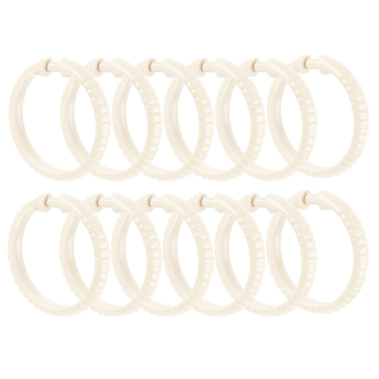 12 Piece Set - Chrome Button Shower Curtain Hooks Rings