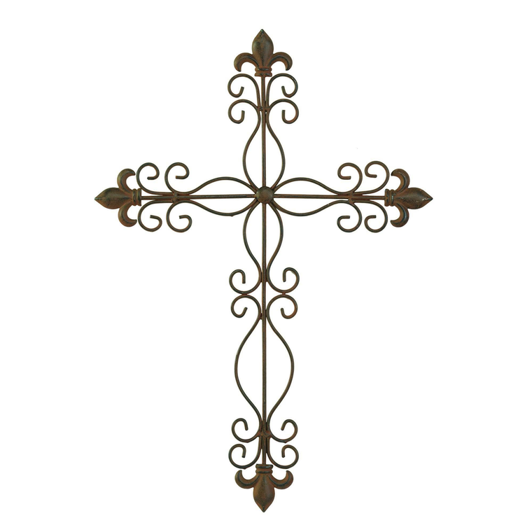 Wall Cross Fleur De Lis Metal