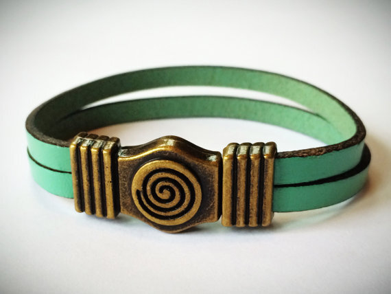 Spiral Leather Bracelet (Silver or Brass)