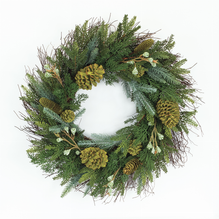 Mixed Pine Wreath 23"D PVC