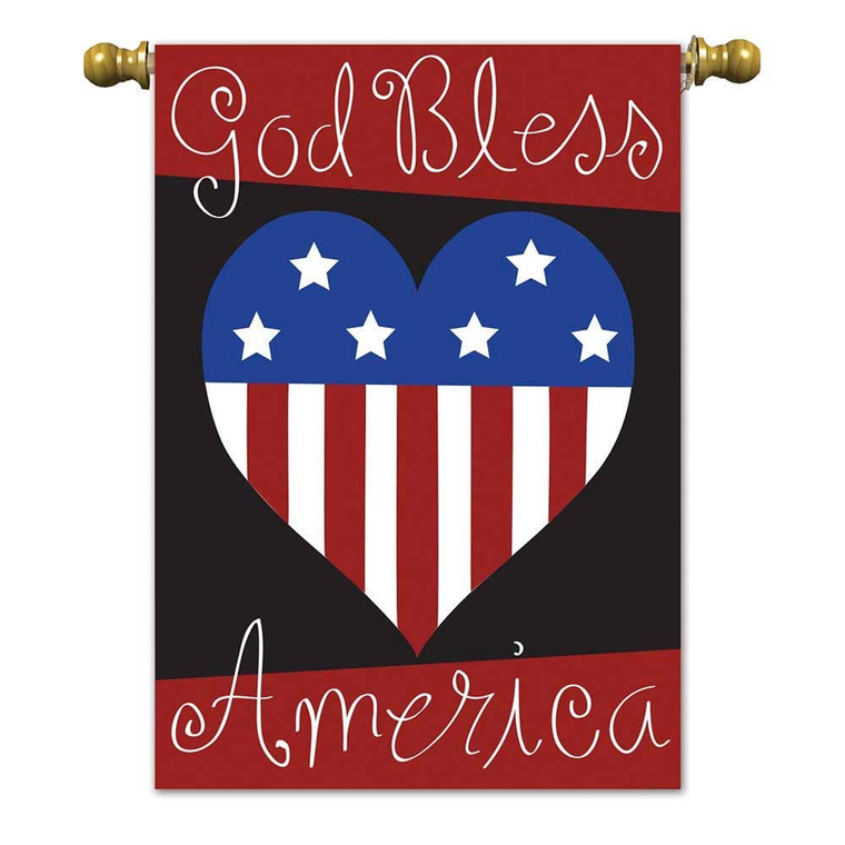 God Bless America Heart Garden Flag