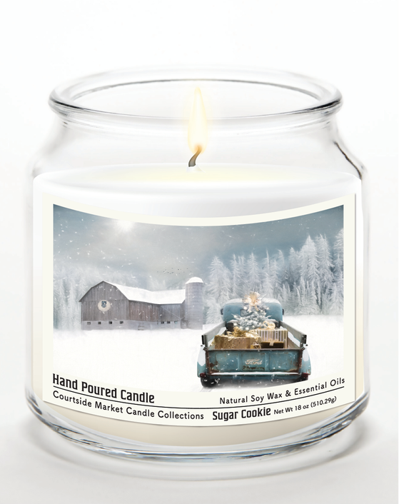 Courtside Market Christmas pick up with bar Candle Glass Jar with Glass Lid