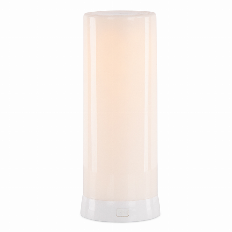 FIA Flame 4"D x 7.5"H Plastic WHITE 6 Hr Timer w/Remote USB Charging Cable Included