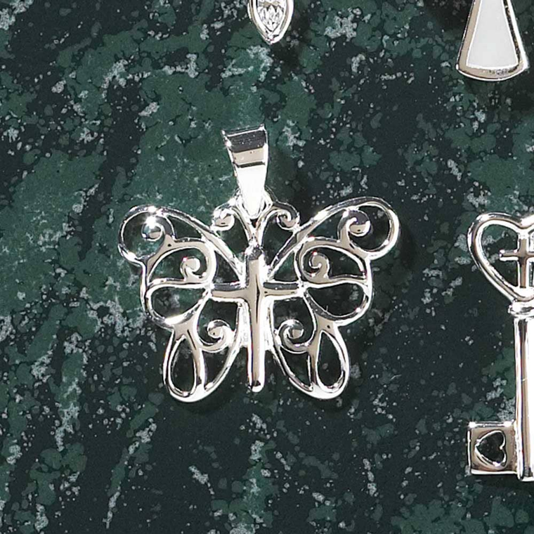 Silver Plated Butterfly With Cross Necklace