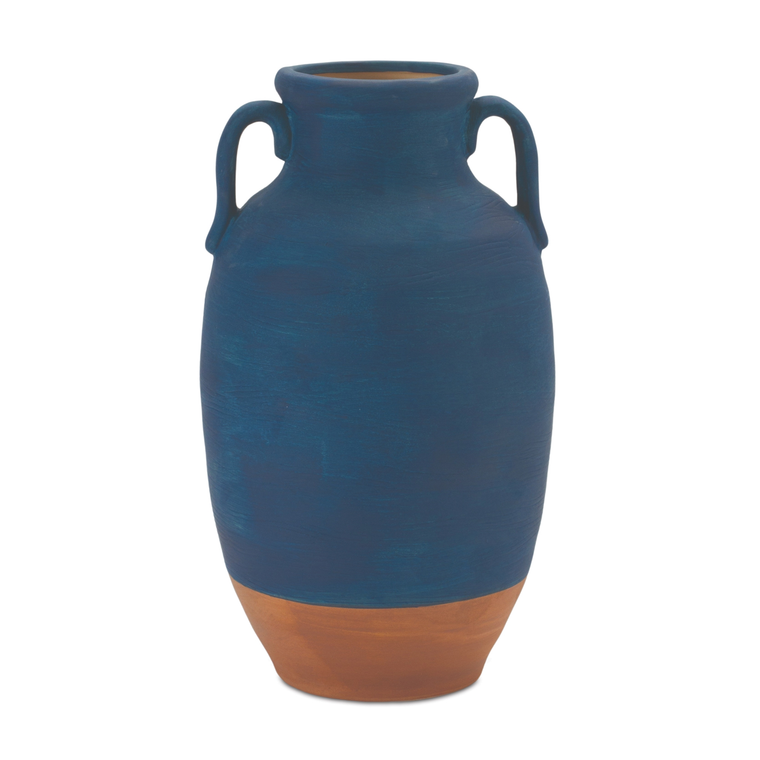 Ceramic Urn Vase with Terra Cotta Accent 