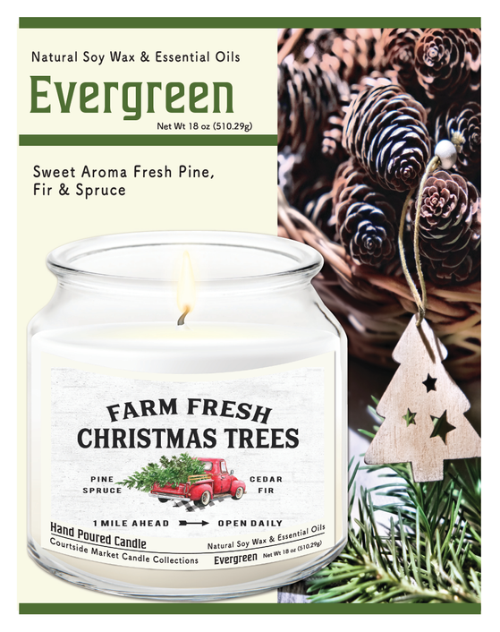 Courtside Market Fresh Farm Trees Candle Glass Jar with Glass Lid