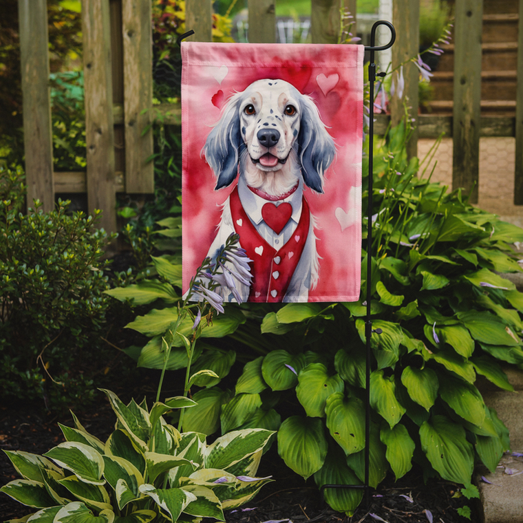 English Setter My Valentine Garden Flag