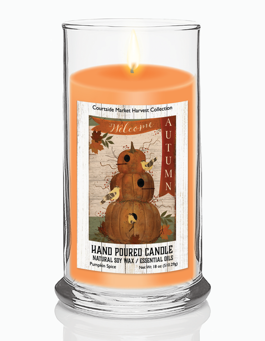 Courtside Market Pumpkin Birdhouse Flag Status Candle Glass