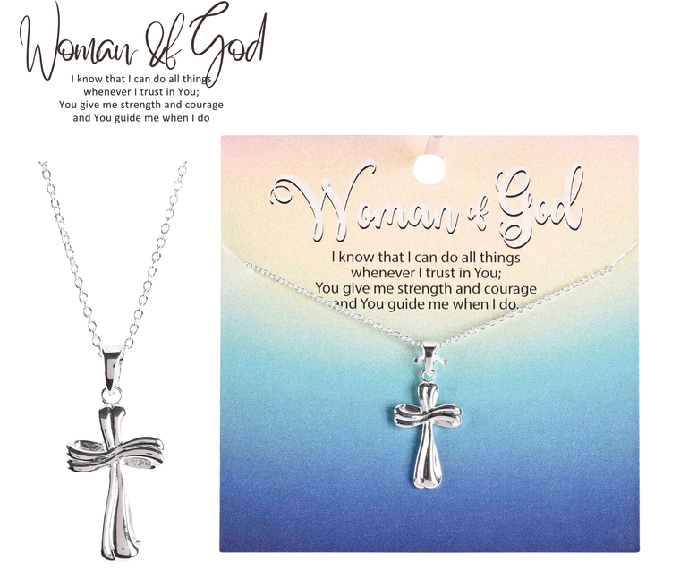 Necklace Mobius Bud Cross Silver-Plated