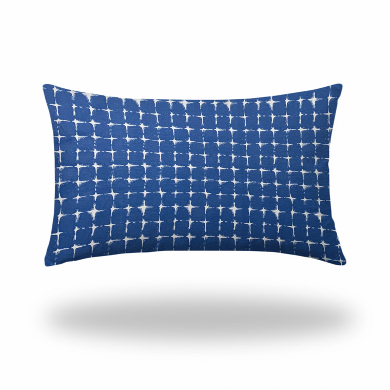 16" X 26" Blue And White Zippered Abstract Lumbar Indoor Outdoor Pillow Cover - 606114097952