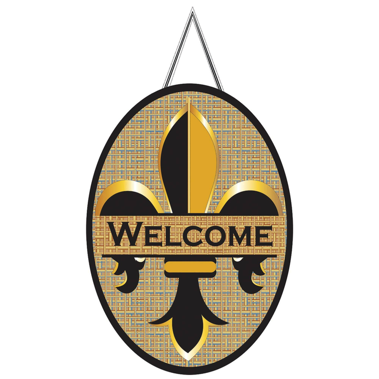 Door Banner, Welcome Fleur De Lis