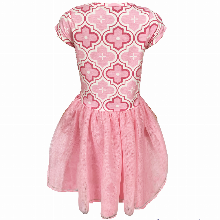 AnnLoren Girls Dress Pink Tulle & Pink Arabesque Easter Party Dress