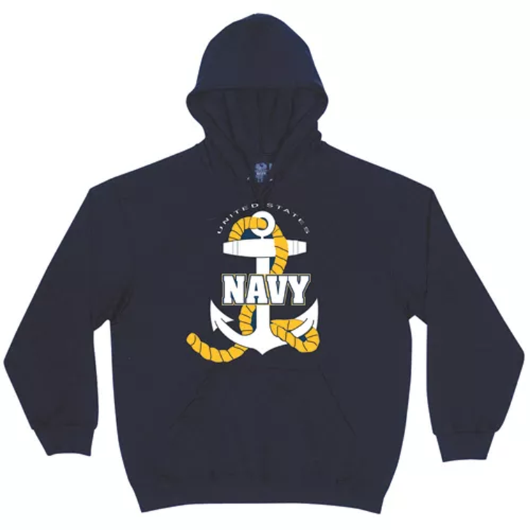 Men's Hooded Sweatshirt- Navy/Navy Logo