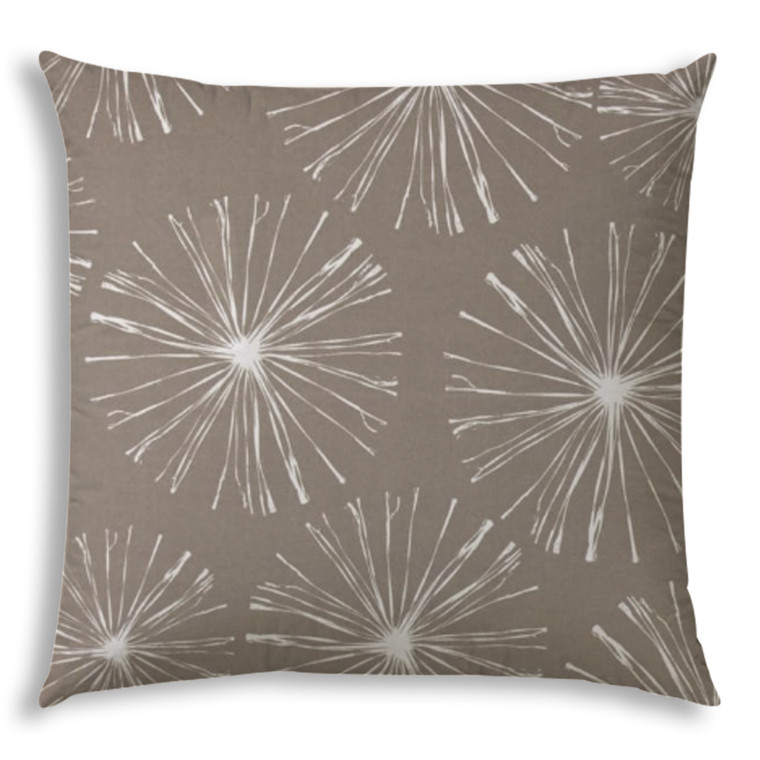 20" X 20" Taupe And White Blown Seam Floral Throw Indoor Outdoor Pillow - 606114092414