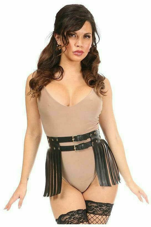 Vegan Leather Fringe Skirt