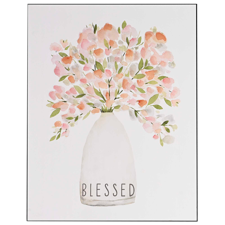 Wall Plaque Floral Blessed