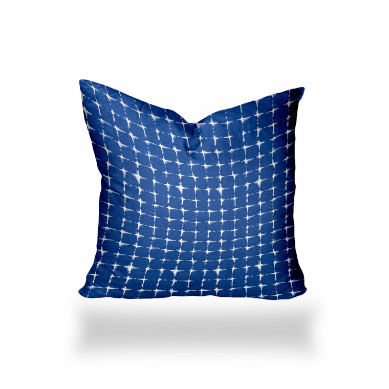 22" X 22" Blue And White Zippered Gingham Throw Indoor Outdoor Pillow Cover - 606114098409