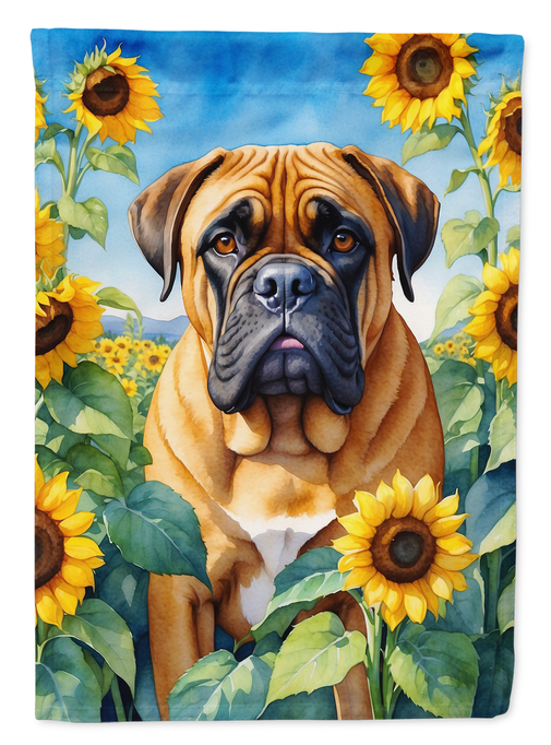 Bullmastiff in Sunflowers Garden Flag