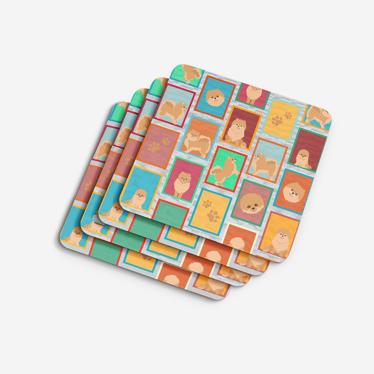 Lots of Orange Pomeranian Foam Coasters