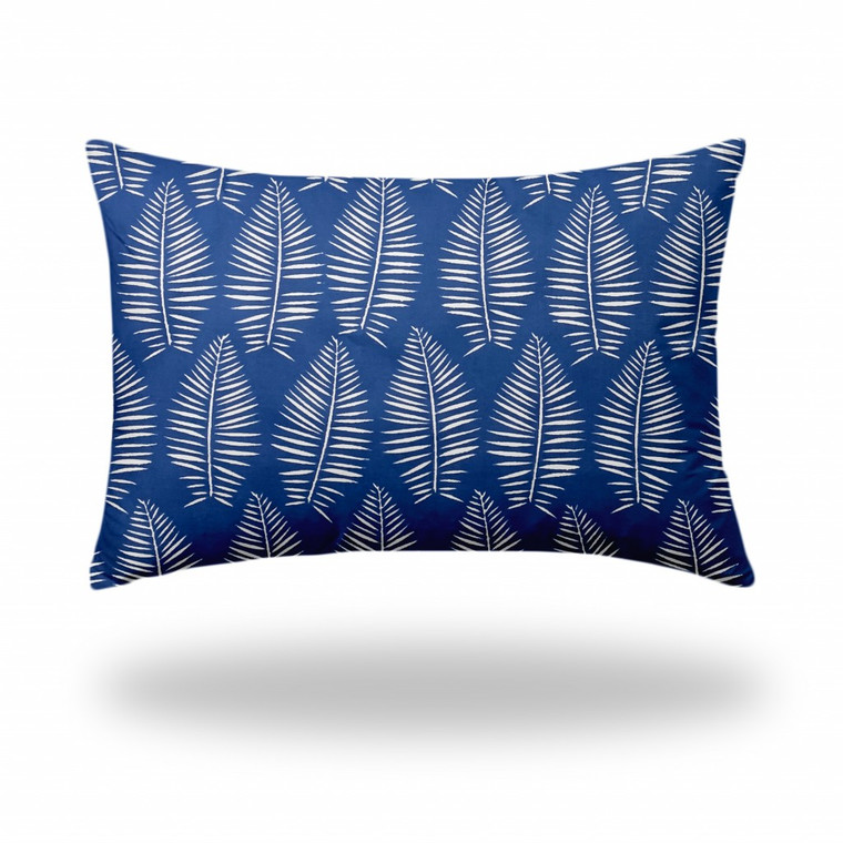 24" X 36" Blue And White Enveloped Tropical Lumbar Indoor Outdoor Pillow - 606114097150