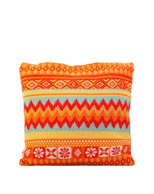 Bright Orange Jacquard Cushion Cover