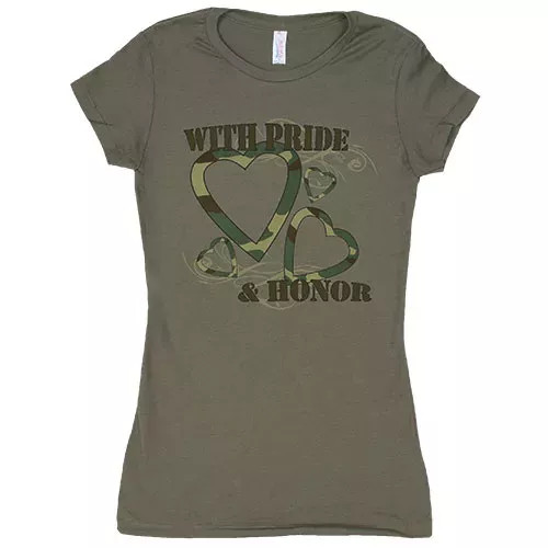 Women's Cotton Tee With Pride & Honor - Olive Drab