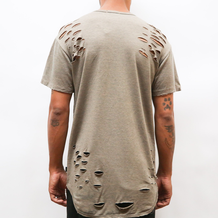 TAUPE SCISSOR DISTRESSED TEE