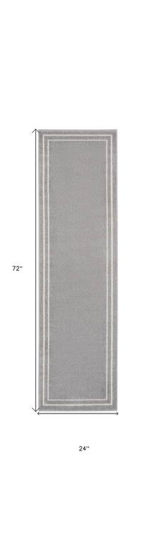 6' Gray And Ivory Indoor Outdoor Runner Rug