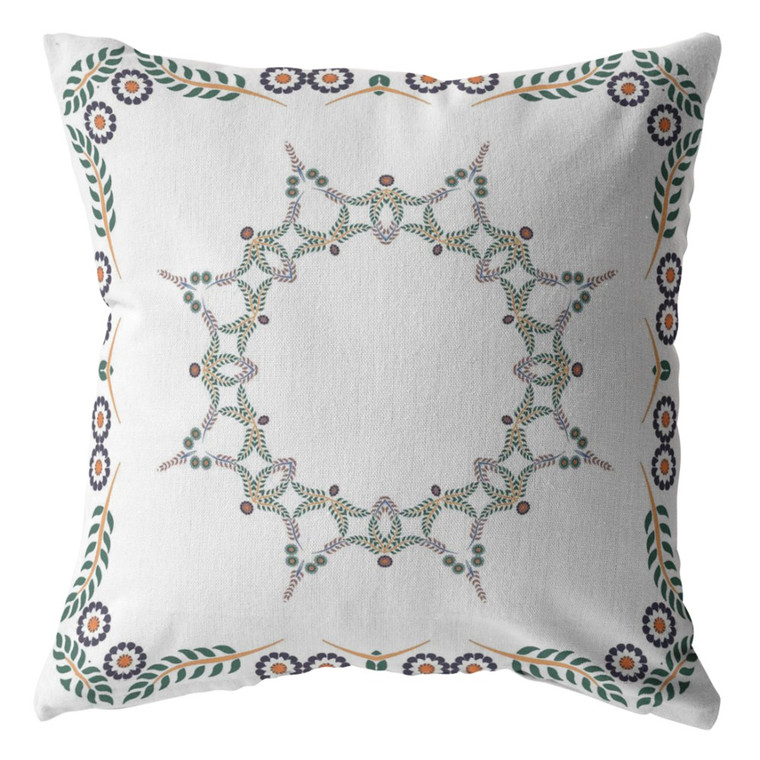 20" X 20" White Blown Seam Geometric Indoor Outdoor Throw Pillow - 606114670742