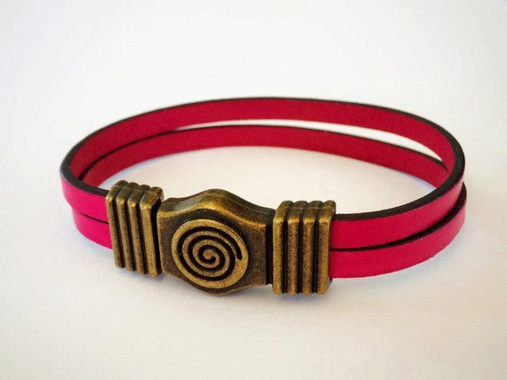 Spiral Leather Bracelet (Silver or Brass)