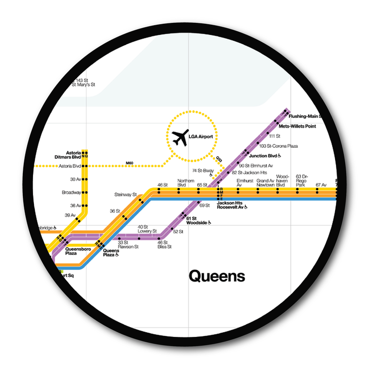 Courtside Market Queens Subway Map Circular Wood Decor