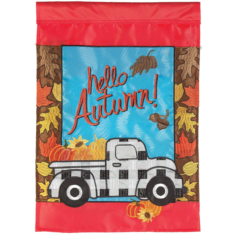 Hello Autumn Truck Flag Poly Garden