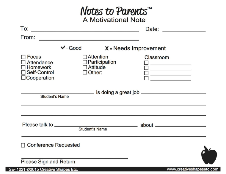 Motivational - Notes to Parents
