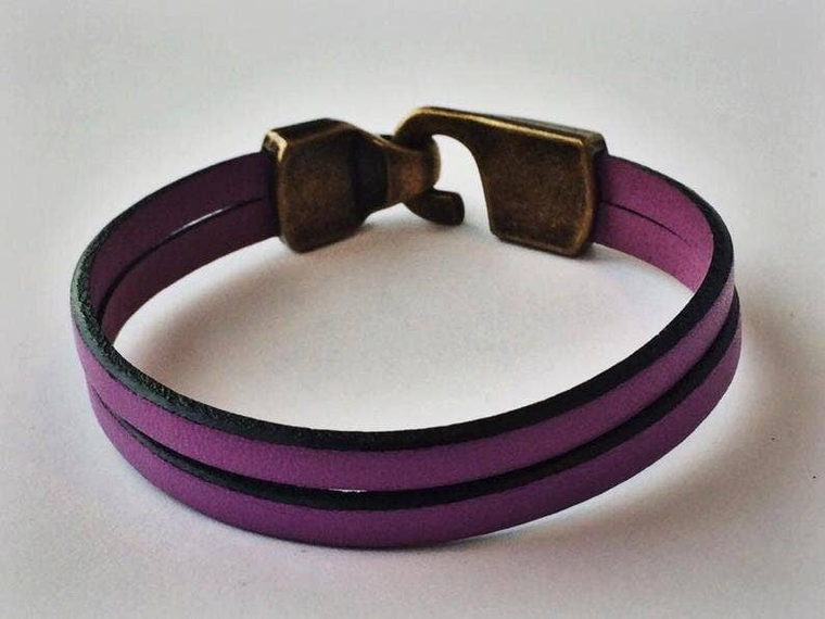 Silver/Brass Hook Leather Bracelet