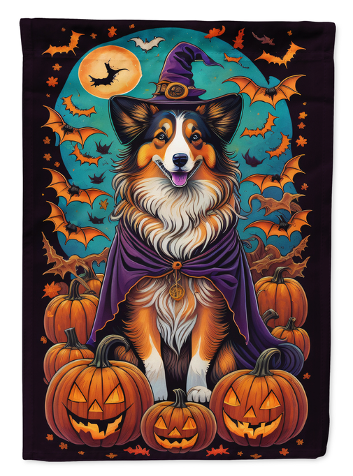 Sheltie Witchy Halloween Garden Flag