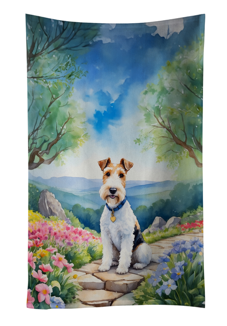 Fox Terrier Spring Path Kitchen Towel