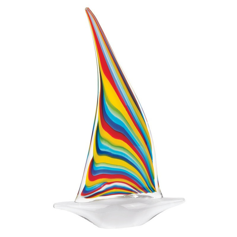 Murano Style Art Glass Primary Sailboat Sculpture - 4512822880341