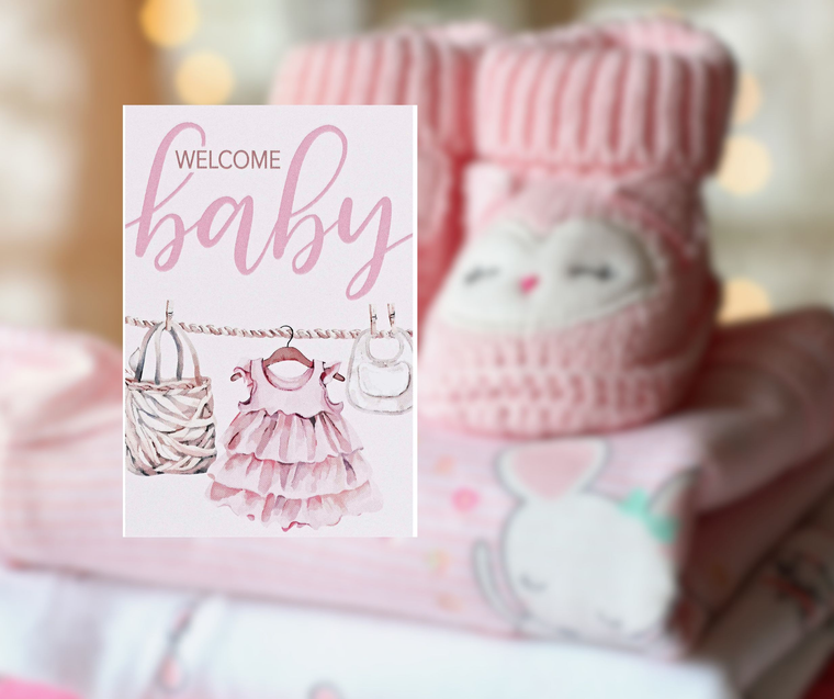 Itty Bitty Card Welcome Baby Girl